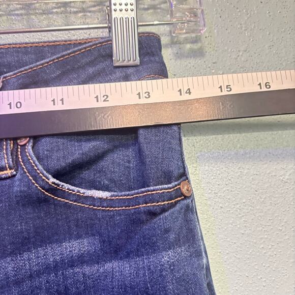 KanCan Dark Blue Cropped Skinny Jeans Raw Hem Size 7/27 - Picture 6 of 10